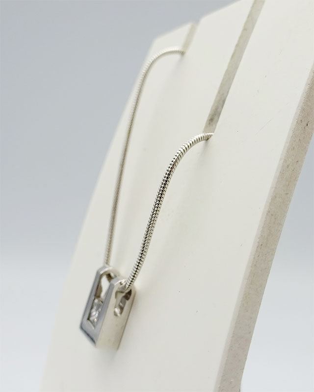 9ct White Gold 0.15ct Diamond Pendant Snake Design Necklace 18inch - Richard Miles Jewellers
