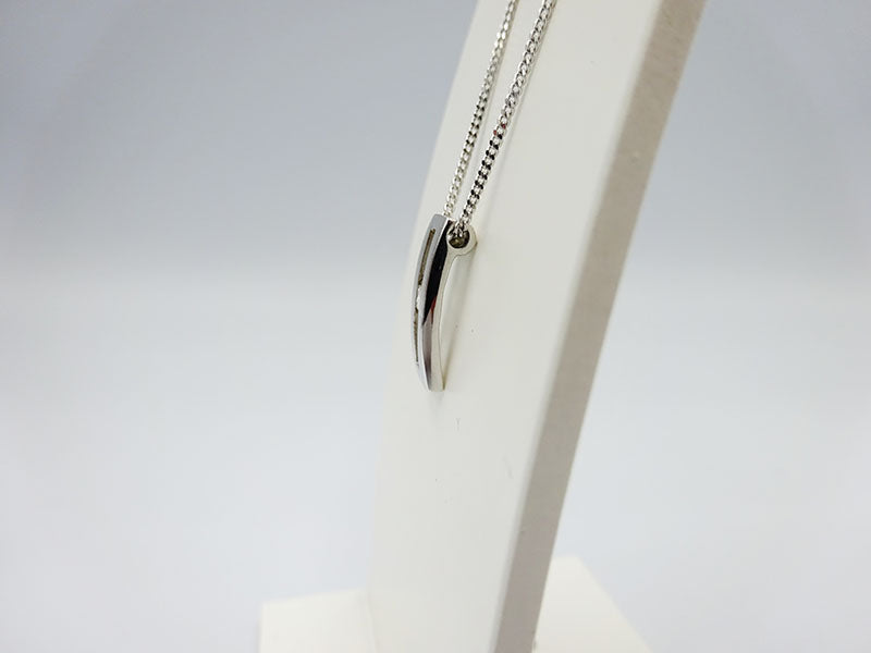 9ct White Gold 0.05ct Diamond Pendant Fine Curb Necklace 18inch - Richard Miles Jewellers