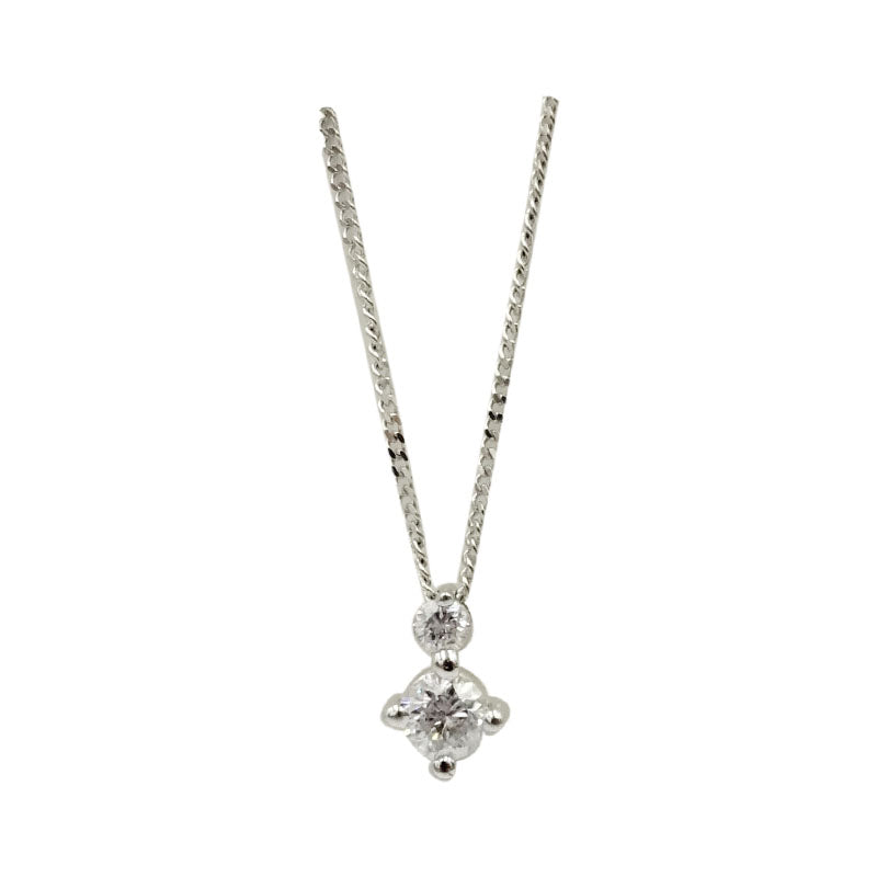 9ct White Gold 0.25ct Claw Set Diamond Pendant Fine Curb Necklace - Richard Miles Jewellers