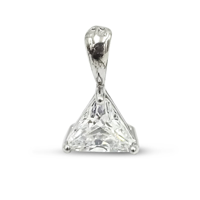 9ct White Gold Cubic Zirconia Triangle Pendant