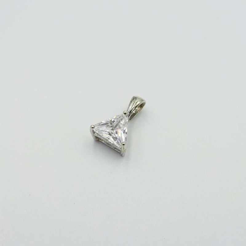 9ct White Gold Cubic Zirconia Triangle Pendant