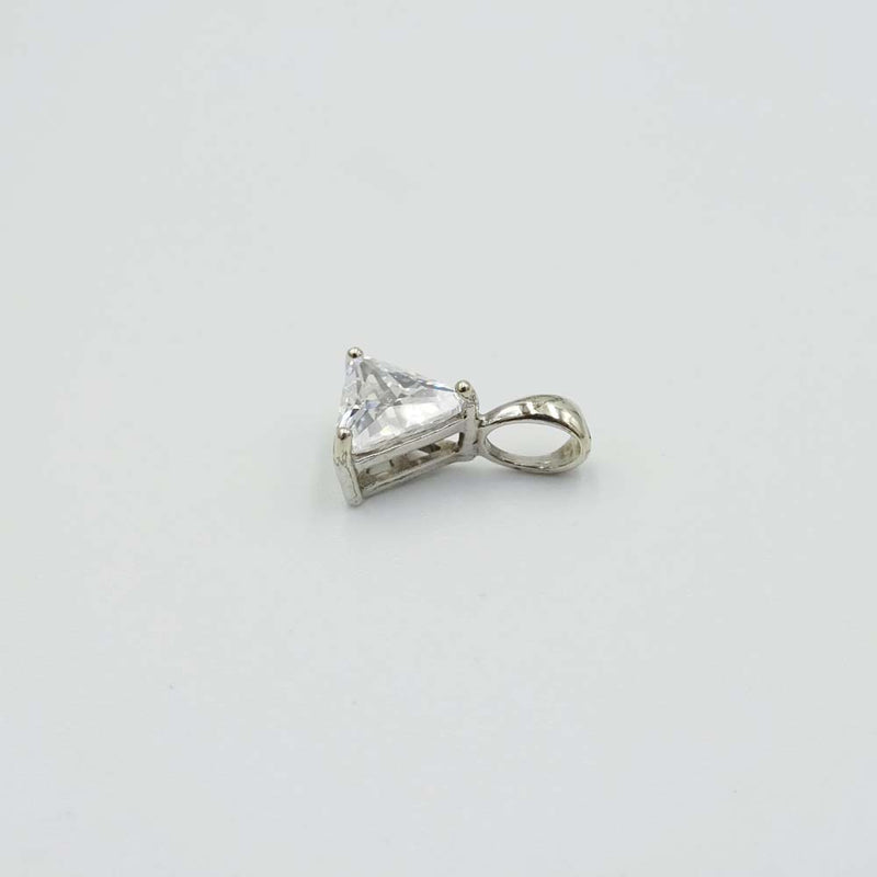 9ct White Gold Cubic Zirconia Triangle Pendant