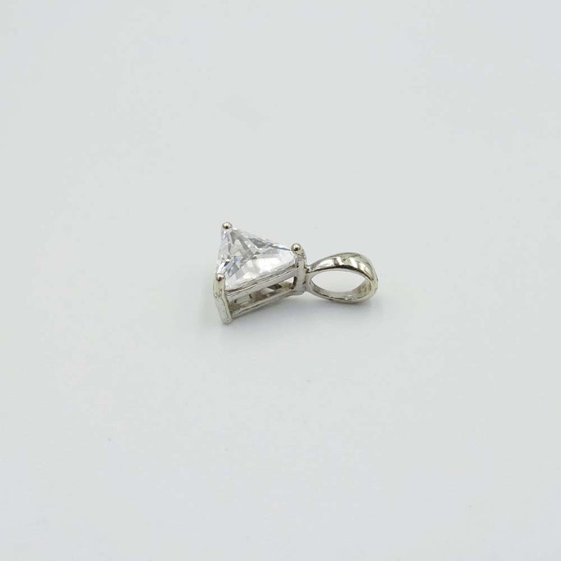 9ct White Gold Cubic Zirconia Triangle Pendant