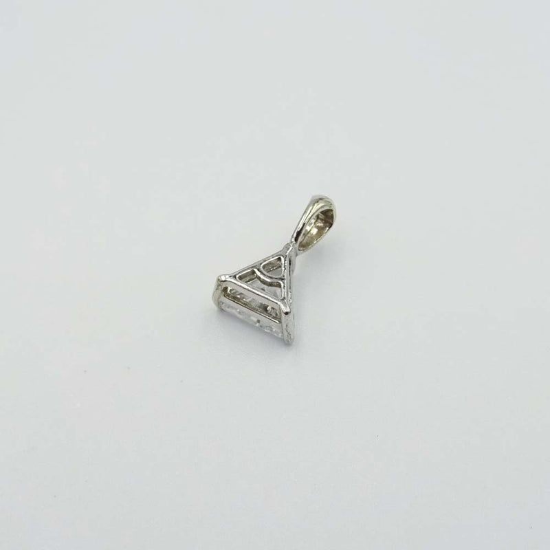 9ct White Gold Cubic Zirconia Triangle Pendant