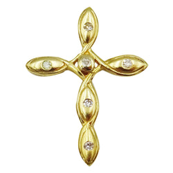 9ct Yellow Gold Refined Fancy 0.06ct Diamond Small Set Cross 1.1g 23mm 18mm - Richard Miles Jewellers