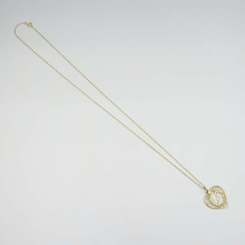 9ct Yellow Gold Chain with '18' Heart Pendant Chain Necklace 18"