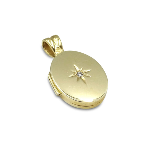 Premium 9ct Yellow Gold and Diamond Oval Locket