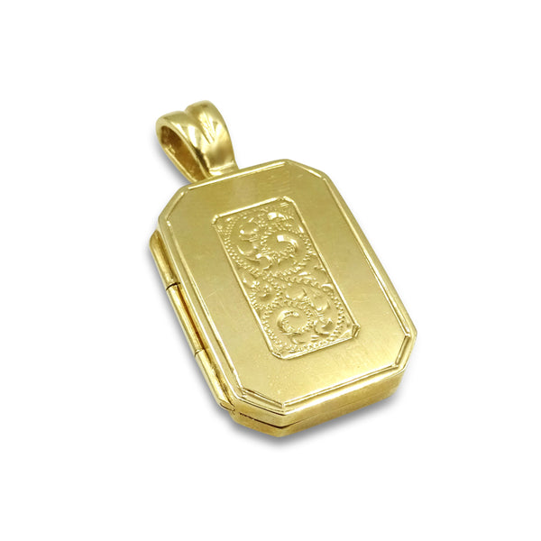 Premium 9ct Yellow Gold Rectangle Floral Pattern Locket