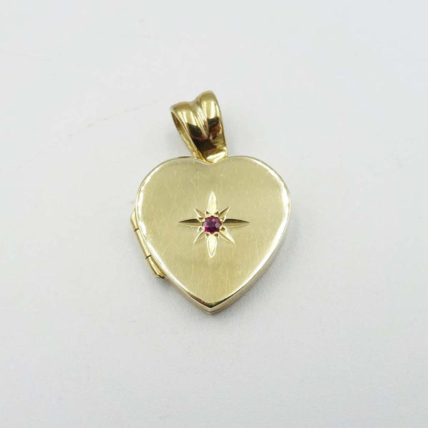 Premium 9ct Yellow Gold and Ruby Heart Locket