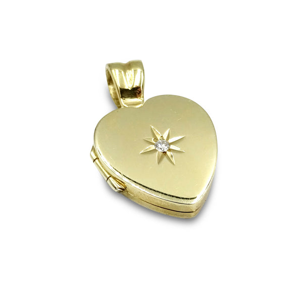 Premium 9ct Yellow Gold and Diamond Heart Locket