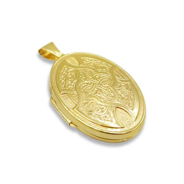 9ct Yellow Gold Oval Celtic Pattern Locket