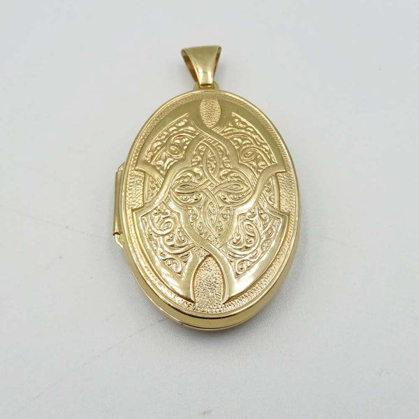 9ct Yellow Gold Oval Celtic Pattern Locket