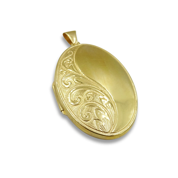 9ct Yellow Gold Oval Floral Pattern Locket