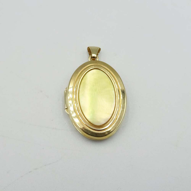 9ct Yellow Gold Oval Mother of Pearl Locket