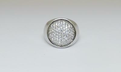 Sterling Silver 925 Mens Large CZ Pinky Rapper Cluster Ring 7.6g Size N - Richard Miles Jewellers