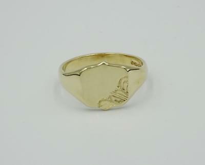 9ct Yellow Gold Mens Shield Engravable Solid Signet Ring 5.6g Size U 3mm - Richard Miles Jewellers