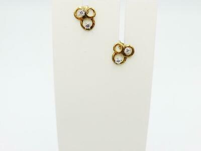 9ct Yellow Gold 375 Stamped CZ Fancy Circle Ladies Stud Earrings 9.8mm - Richard Miles Jewellers