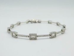 18ct White Gold Round Baguette 1.3ct Diamond Tennis Ladies Bracelet 7.5inch 9.6g - Richard Miles Jewellers