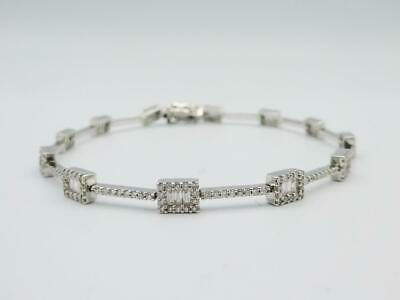 18ct White Gold Round Baguette 1.3ct Diamond Tennis Ladies Bracelet 7.5inch 9.6g - Richard Miles Jewellers