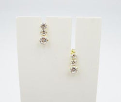 9ct Yellow Gold Ladies 3 Row Cubic Zirconia Stud Earrings 10mm - Richard Miles Jewellers