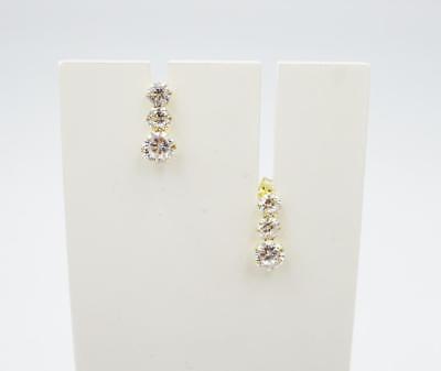 9ct Yellow Gold Ladies 3 Row Cubic Zirconia Stud Earrings 10mm - Richard Miles Jewellers