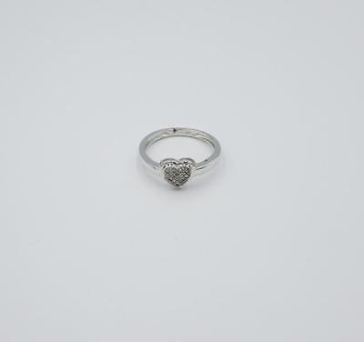 9ct White Gold 0.05ct Diamond Ladies Heart Cluster Ring O 2.4g 8mm 9mm - Richard Miles Jewellers