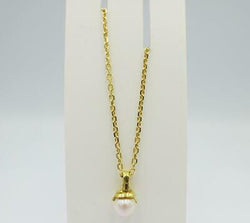 18ct Yellow Gold Cultured Pearl 7mm Ladies Belcher Necklace 5.3g 16inch - Richard Miles Jewellers