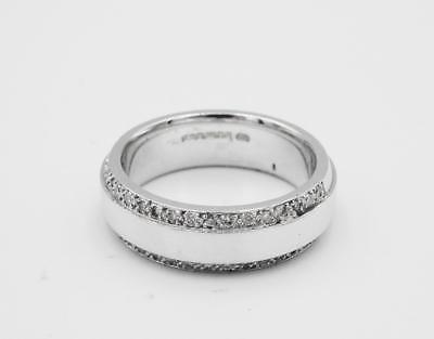 18ct White Gold Solid Heavyweight 0.20ct Diamond Edge Wedding Band M 10g 6mm - Richard Miles Jewellers