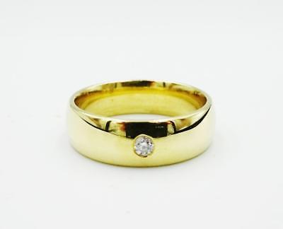 18ct Yellow Gold D Shaped 0.05ct Diamond Men's Wedding Band 8.4g 6mm Size Q - Richard Miles Jewellers