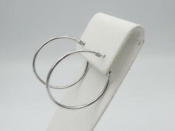 18ct White Gold 750 Stamped Medium Smooth Ladies Hoop Style Earrings 36mm - Richard Miles Jewellers
