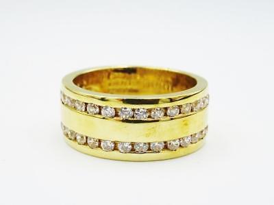 9ct Yellow Gold Two Row Sparkly CZ Ladies Wedding Band 6.7g 8mm Size M 1/2 - Richard Miles Jewellers