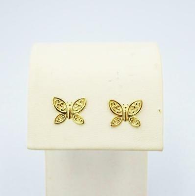 9ct Yellow Gold Ladies Butterfly Shaped Stud Earrings 9mm - Richard Miles Jewellers