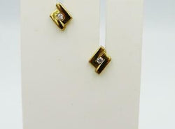 9ct Yellow Gold 375 Stamped Cubic Zirconia Set Stone Fancy Ladies Stud Earrings - Richard Miles Jewellers