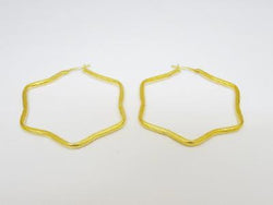 9ct Yellow Gold Ladies Medium Star Hoop Earrings 4.4g 38.5mm - Richard Miles Jewellers