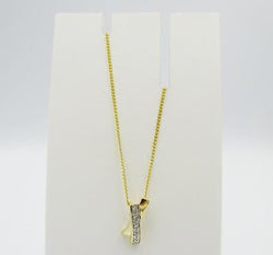 Elements Gold 9ct Yellow Gold Curb Chain Fancy Diamond Kiss Pendant 16inch 1.4g - Richard Miles Jewellers