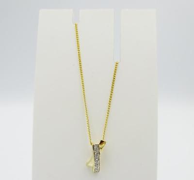 Elements Gold 9ct Yellow Gold Curb Chain Fancy Diamond Kiss Pendant 16inch 1.4g - Richard Miles Jewellers