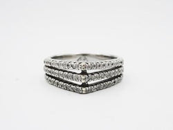 18ct White Gold Three Row Fancy Ladies 0.85ct Diamond Ring N 1/2 6.3grams - Richard Miles Jewellers