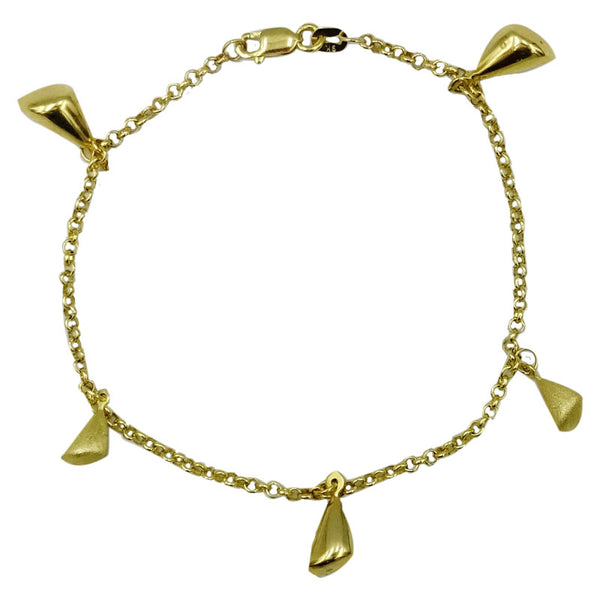 9ct Gold Fancy Ladies Matt Shiny Quality Bracelet 7.25inch 3.8g - Richard Miles Jewellers