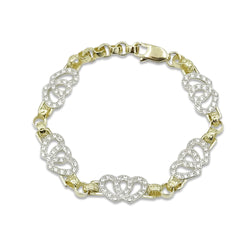 9ct Yellow Gold Cubic Zirconia Heart Bracelet 7"
