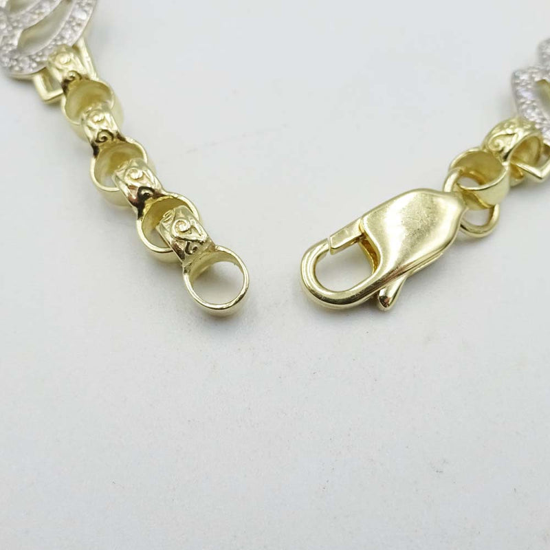 9ct Yellow Gold Cubic Zirconia Heart Bracelet 7"