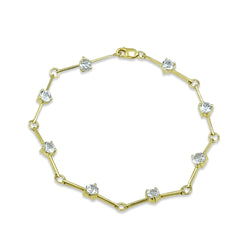 9ct Yellow Gold Blue Topaz Bracelet 7"
