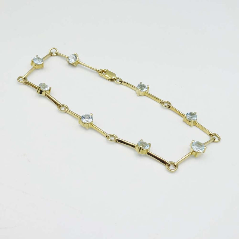 9ct Yellow Gold Blue Topaz Bracelet 7"