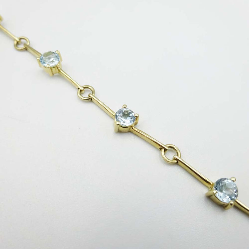 9ct Yellow Gold Blue Topaz Bracelet 7"