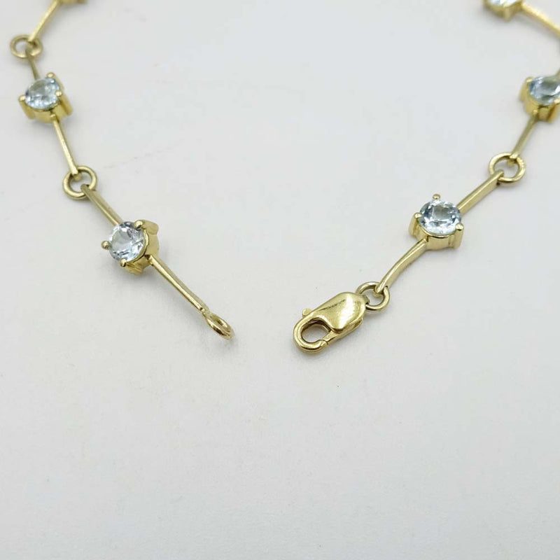 9ct Yellow Gold Blue Topaz Bracelet 7"