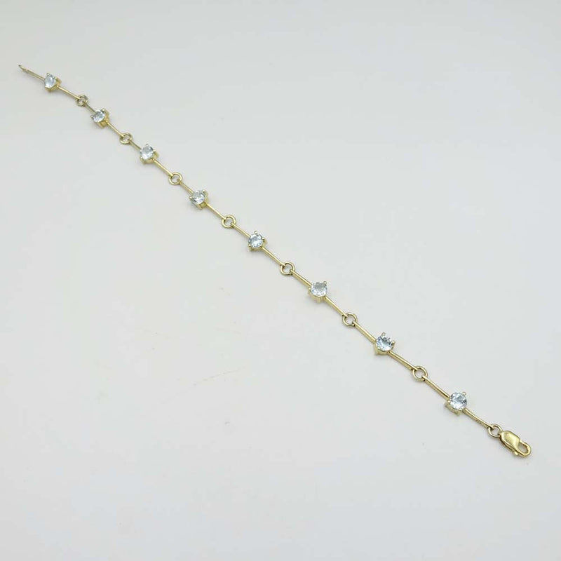 9ct Yellow Gold Blue Topaz Bracelet 7"