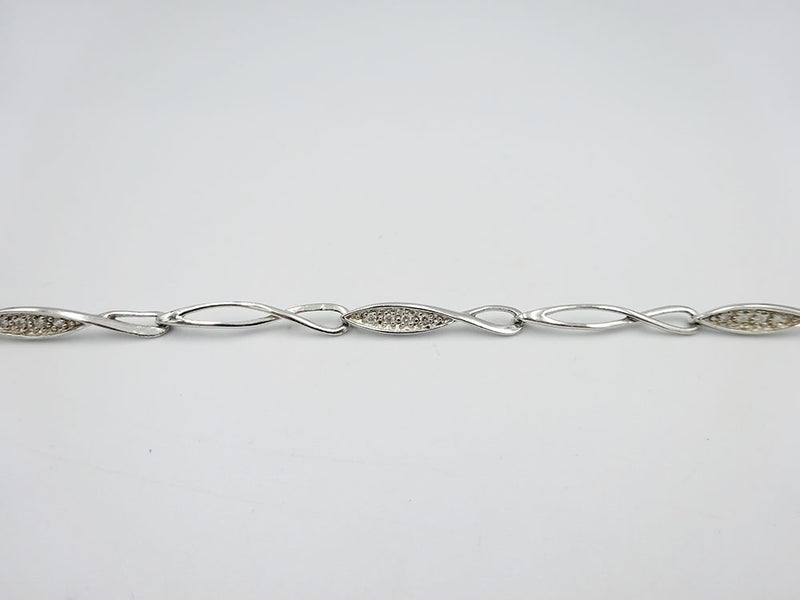 9ct White Gold 0.16ct Diamond Infinity Sign Fancy Ladies Bracelet 7.5inch - Richard Miles Jewellers