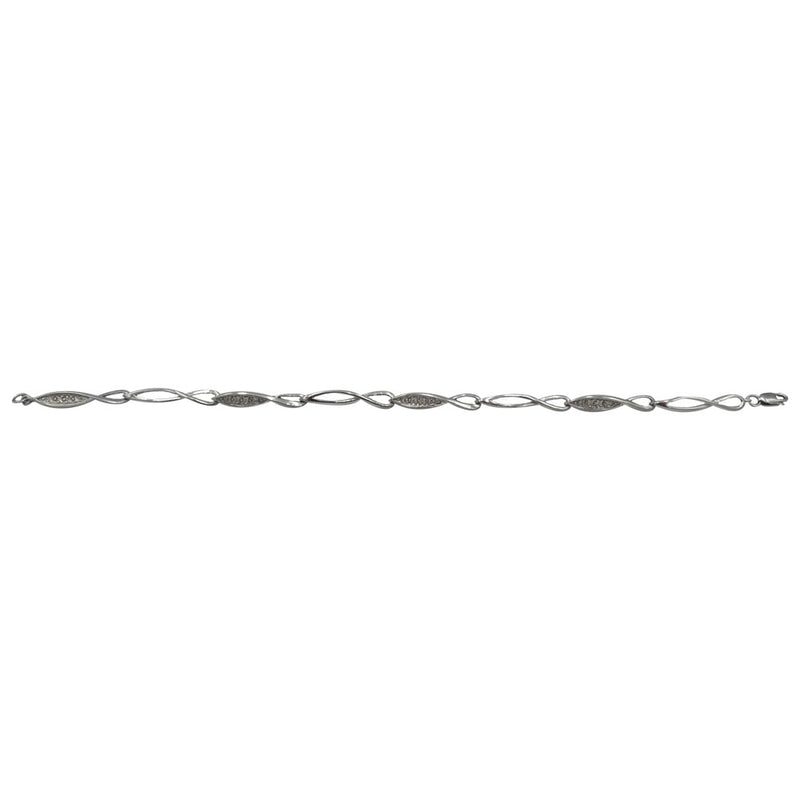 9ct White Gold 0.16ct Diamond Infinity Sign Fancy Ladies Bracelet 7.5inch - Richard Miles Jewellers