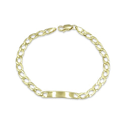 9ct Yellow Gold Patterned Curb Chain ID Bracelet 7.5"