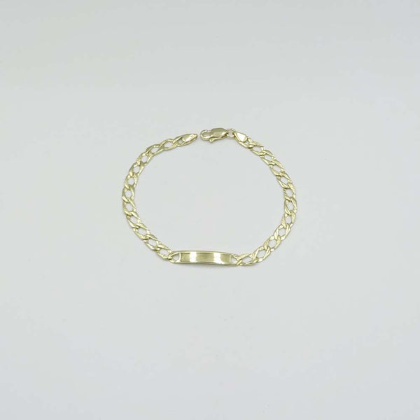 9ct Yellow Gold Patterned Curb Chain ID Bracelet 7.5"