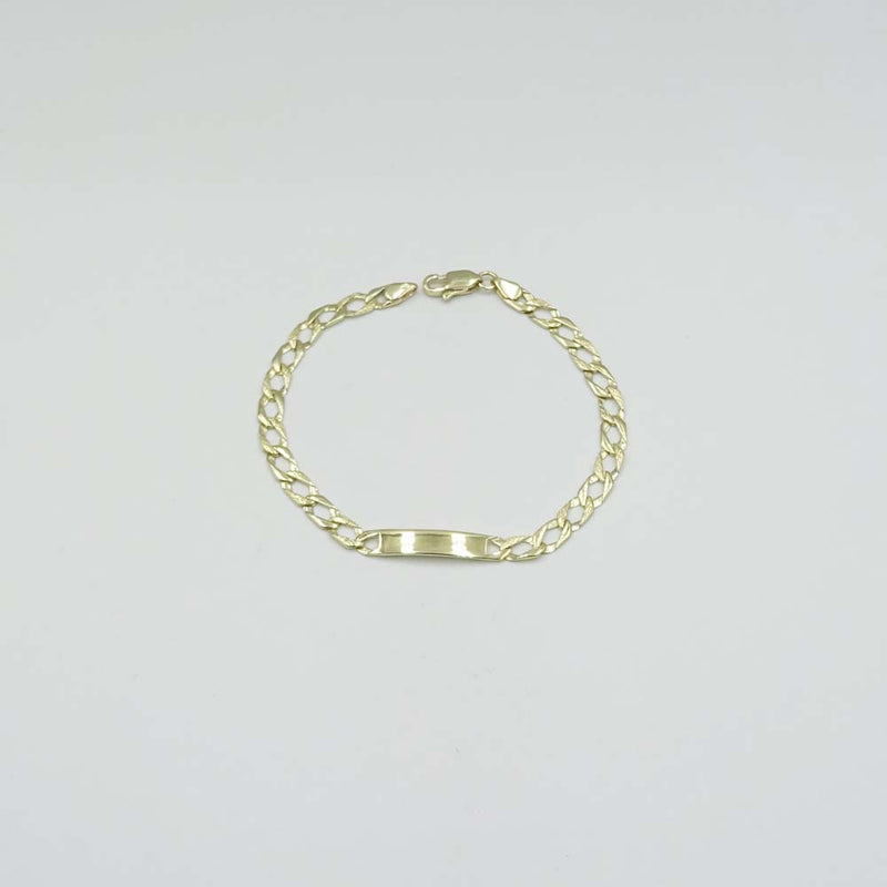 9ct Yellow Gold Patterned Curb Chain ID Bracelet 7.5"